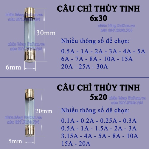Hộp cầu chì thủy tinh 6x30mm