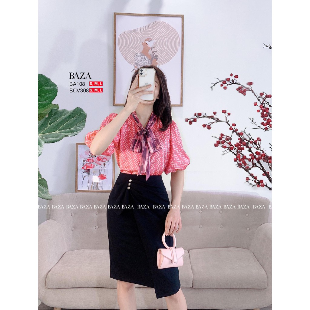 Áo cộc tay nơ lụa