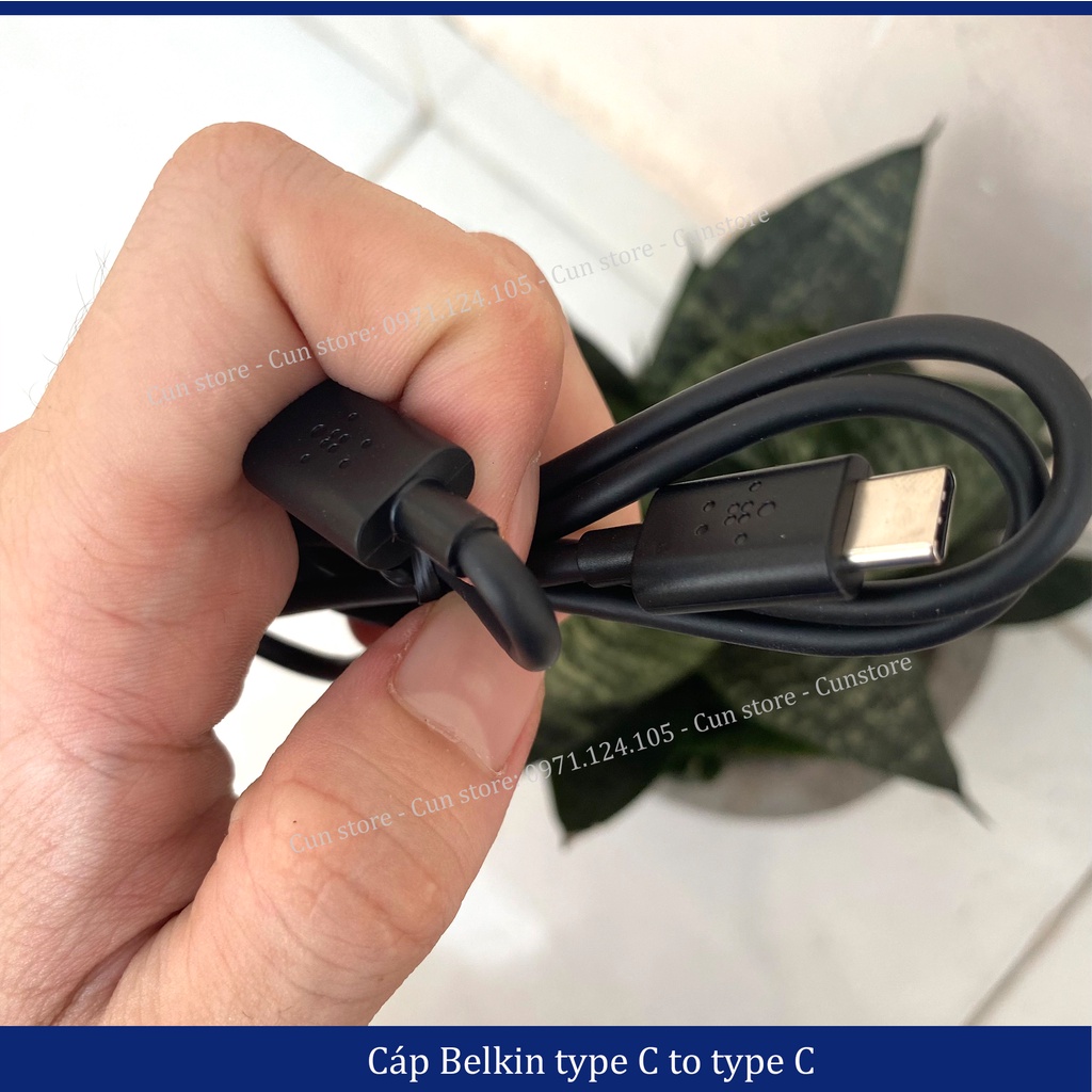 Cáp sạc nhanh Belkin Type C to C dài 60cm, cáp ngắn sạc dự phòng chính hãng | Bảo hành 6 tháng