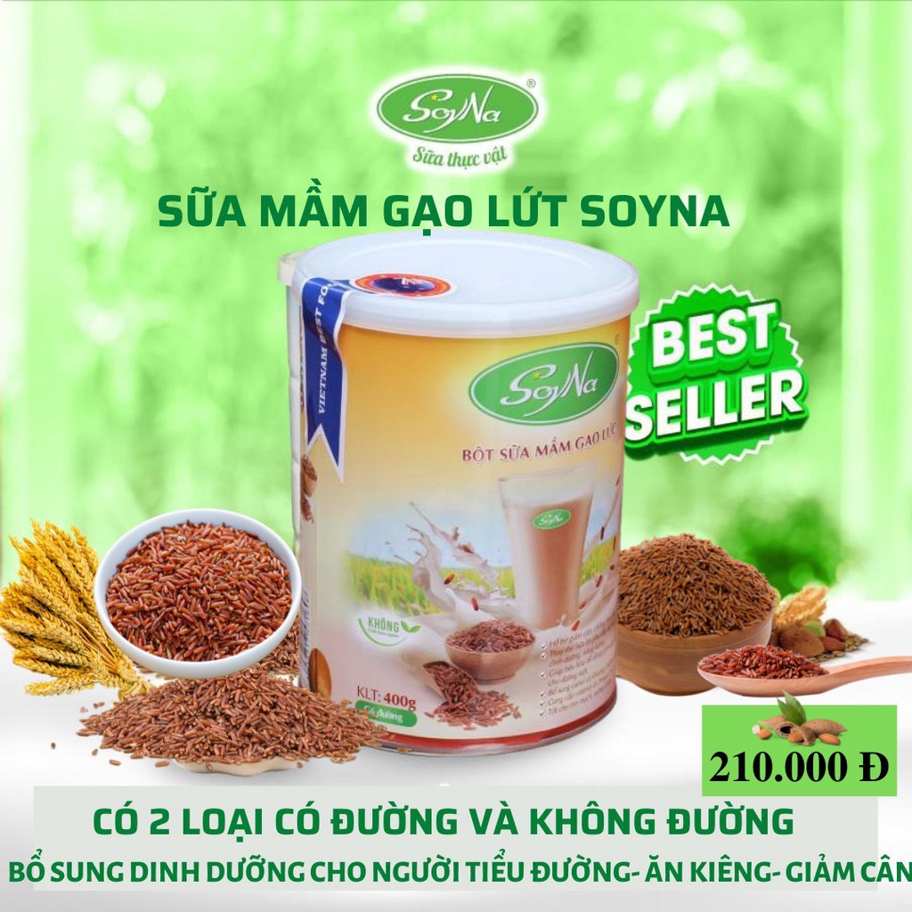 Sữa giảm cân, sữa mầm gạo lứt Soyna. Sữa thực vật hỗ trợ ăn kiêng, tốt cho hệ tiêu hóa, tốt cho sức khỏe gia đình