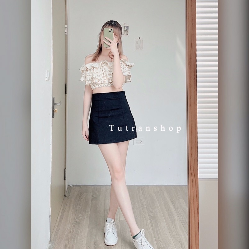 Áo trễ vai linen bèo 3 tầng