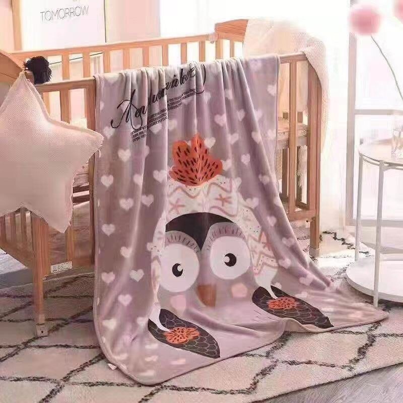 Chăn lông tuyết in hình 2 mặt cho bé 100*140cm Mềm cho bé đi học, chăn văn phòng MỚI