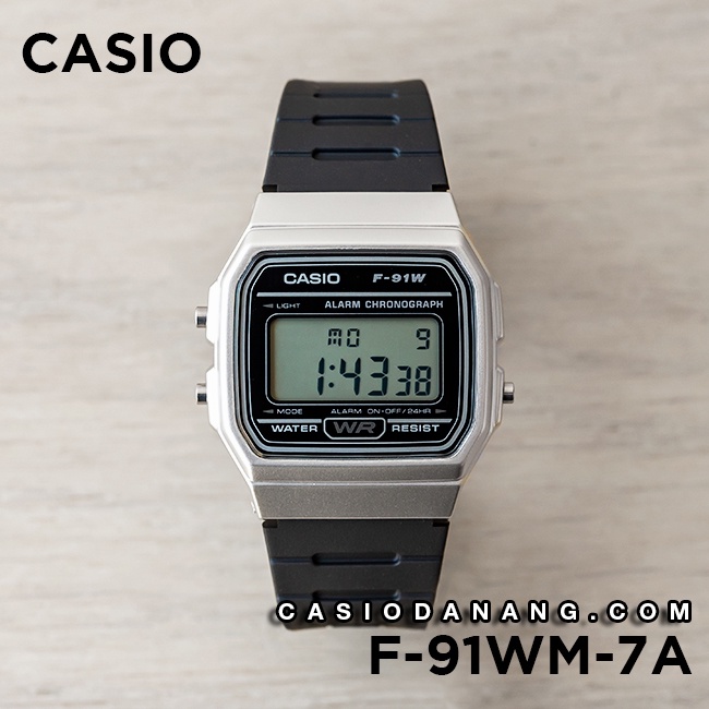 Đồng hồ unisex dây nhựa Casio chính hãng Anh Khuê F-91WM-7ADF (35mm)