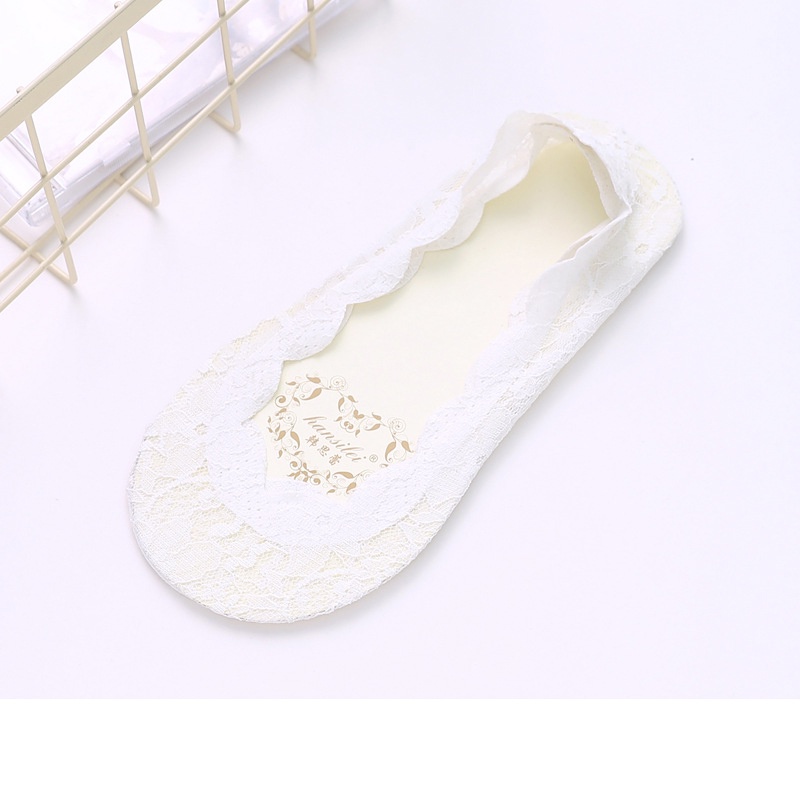 Cute Byte Đôi Vớ Thuyền Phối Ren Hoa Dễ Thương Cho Nữ