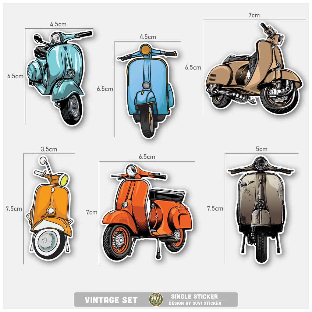 STICKER LẺ - Sticker Vespa dán mũ bảo hiểm, laptop, điện thoại, vali. MSP: SS06
