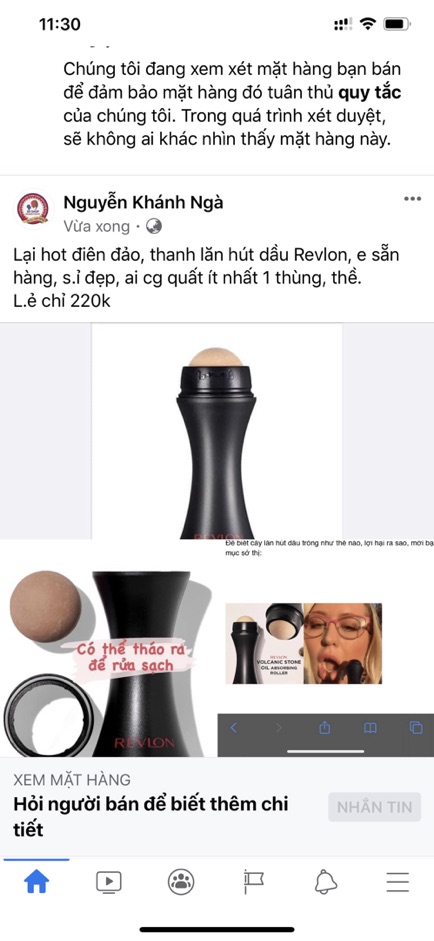 Thanh lăn hút dầu Revlon hàng chính hãng