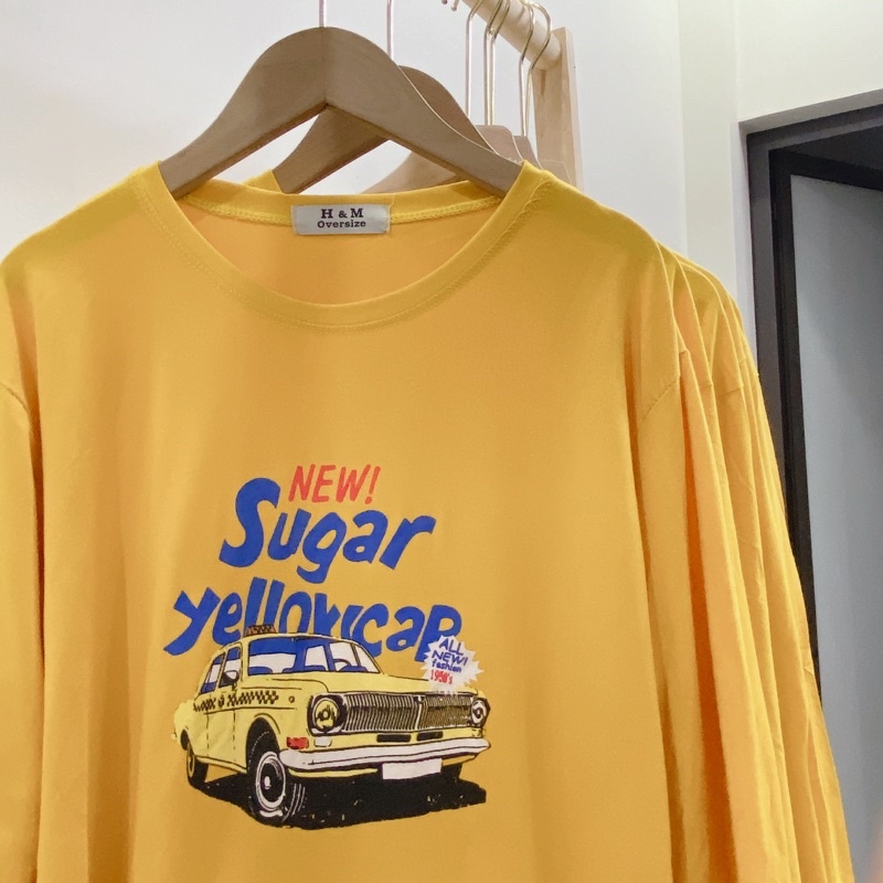 Áo thun dày tay nam nữ, áo phông dài tay shopcossi chất cotton màu vàng