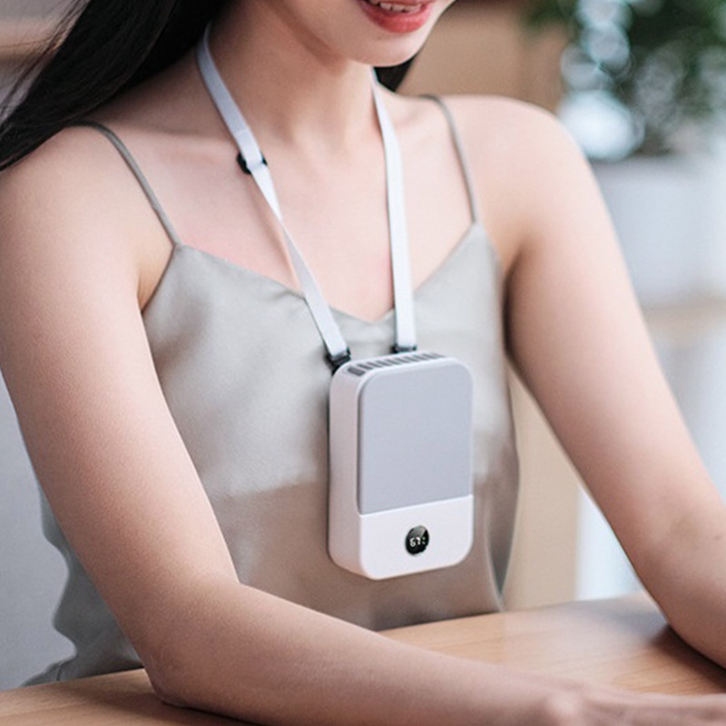 Quạt Làm Mát Đeo Cổ Kích Thước Nhỏ Gọn Có Thể Sạc Lại Tiện Dụng Mang Theo Du