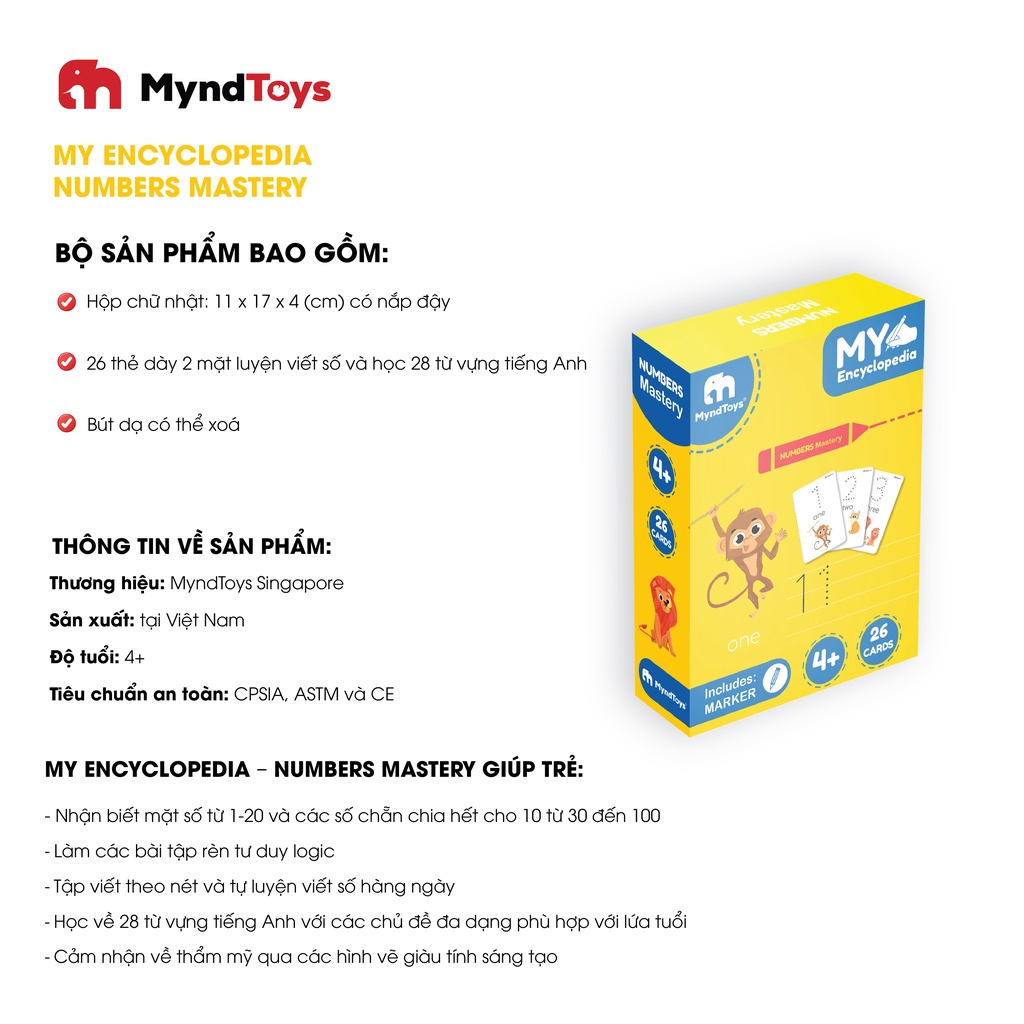 Đồ Chơi Giáo Dục Myndtoys - Thẻ Học Chữ Cái và Số Đếm (My Encyclopedia) Dành Cho Các Bé Trên 4 Tuổi