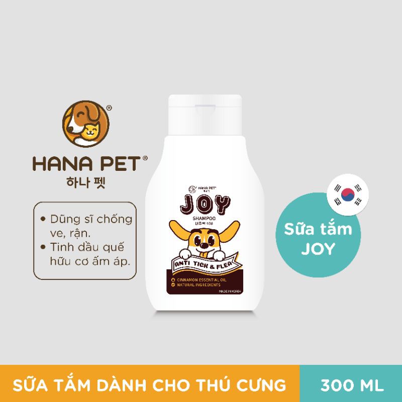 😍GEN 2 - DŨNG SĨ ĐUỔI VE RẬN 😍 Sữa tắm JOY chống ve rận 300ml tinh dầu thiên nhiên - Hana Pet