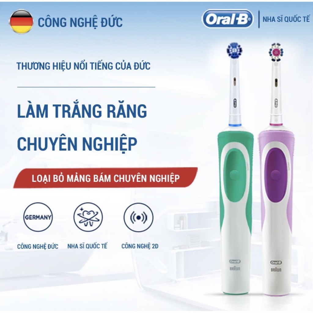 Bàn chải điện oral b D12 Vitality, bàn chải đánh răng sạc điện hẹn giờ 2 phút