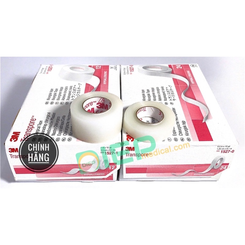 ✅ 3M TRANSPORE 1527-0  - Băng keo trong y tế 1527-0 kích thước 1.25cmx9.1m