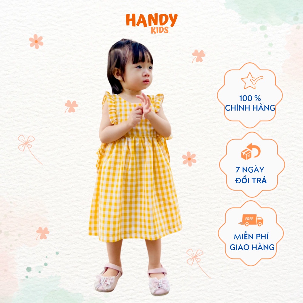 Đầm bé gái, Váy trẻ em cotton thắt nơ hai bên eo dễ thương- Thời trang Handy