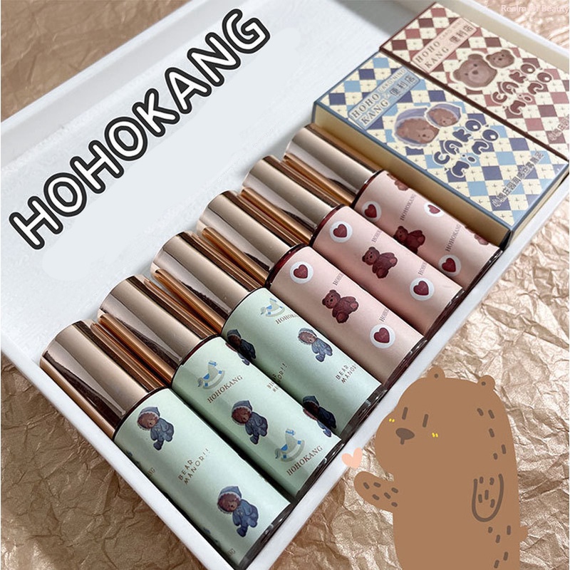 Son Kem Lì HOHOKANG Bear Dưỡng Ẩm Lâu Trôi Tone Đỏ Nâu