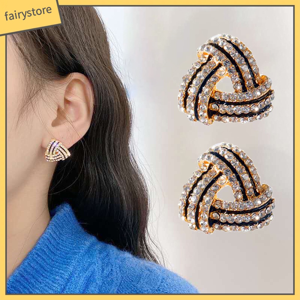 Hoa tai thiết kế hình tam giác đính kim cương giả sang trọng cho nữ