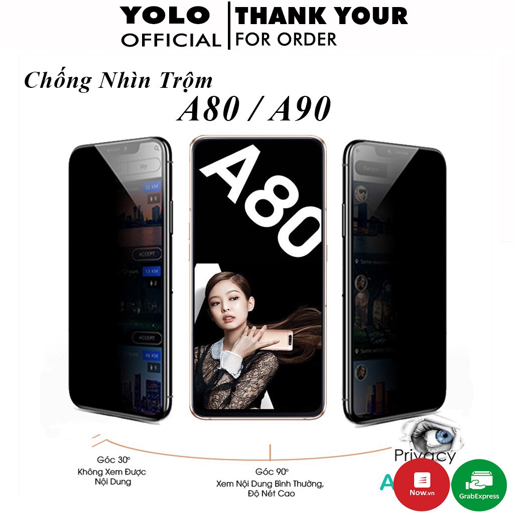 Cường lực samsung A80 A90 Chống Nhìn Trộm Full Màn Cảm ứng mượt Tặng kèm khăn lau