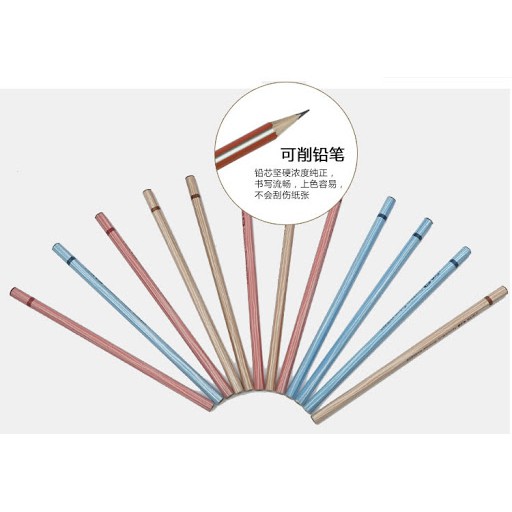 Combo 3 Cây Chì Chuốt M&amp;G AWP35704 thân gỗ có nhiều màu Xanh, Đỏ, Nâu (giao ngẫu nhiên)