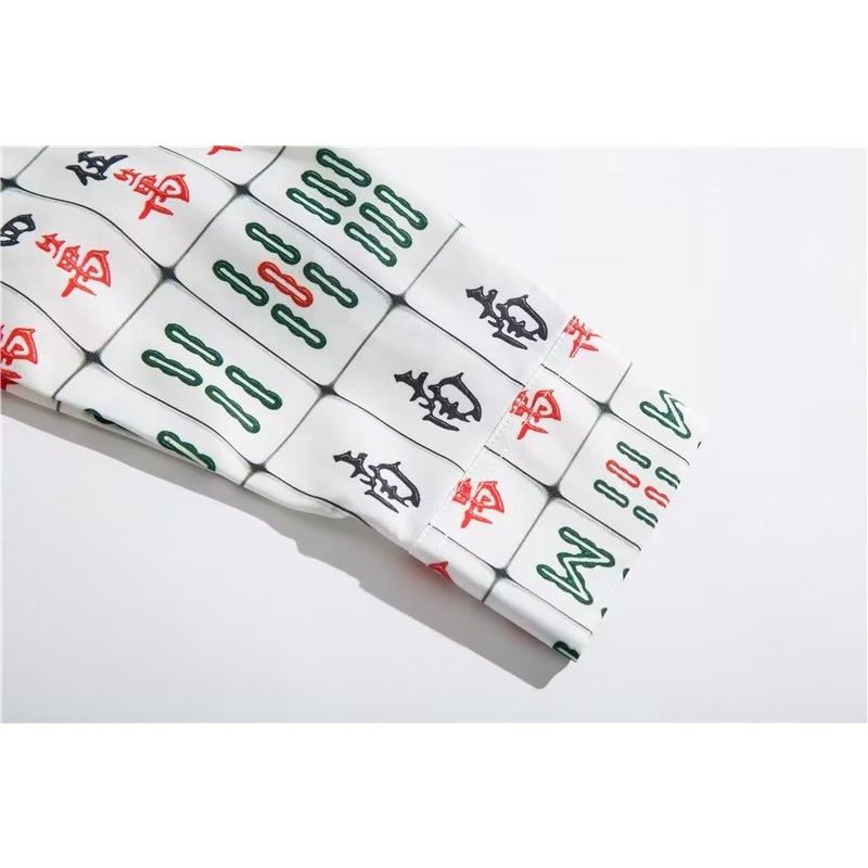 Áo Sơ Mi Tay Dài Dáng Rộng In Họa Tiết Hoạt Hình Mạt Chược Phong Cách Hàn Quốc Thời Trang Mùa Thu 2023