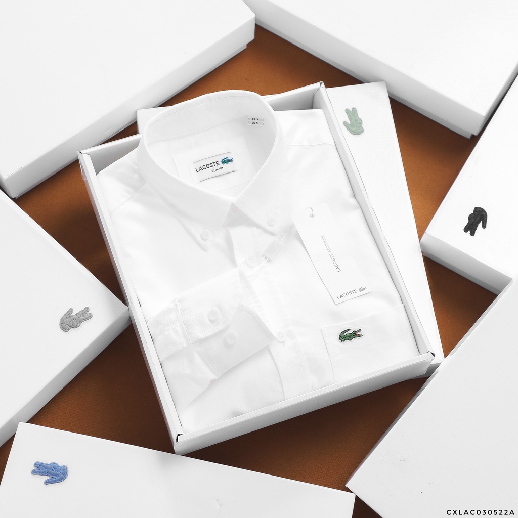 Áo Sơ Mi Nam Tay Dài LACOSTE TÚI Form SlimFit cổ cài khuy vải chính phẩm OXFORD CHỐNG NHĂN CAO CẤP 4 màu Hàng Xuất Xịn