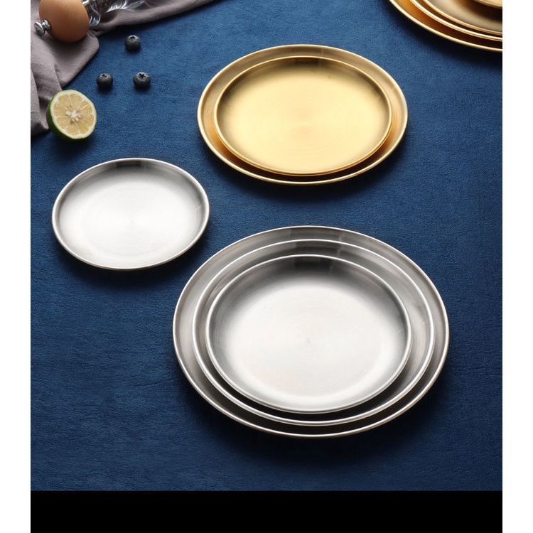 Đĩa tròn bằng thép không gỉ phong cách Hàn Quốc