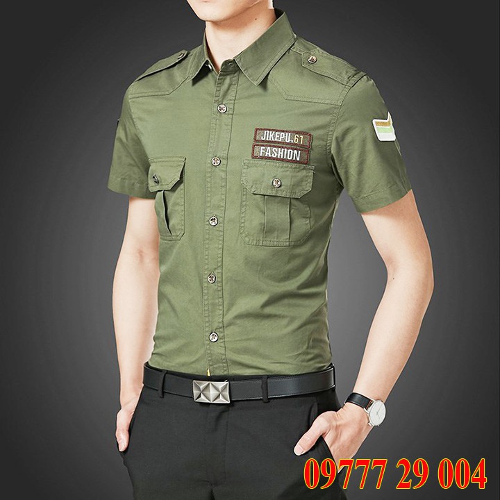 Áo sơ mi lính mỹ ngắn tay-Hàng cao cấp nhập khẩu Thái Lan- Cotton 100%