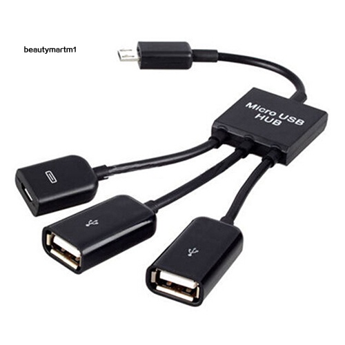 Cáp kết nối đầu Micro USB HUB OTG 3 trong 1 sang 2 lỗ cắm USB 2.0 cho Samsung