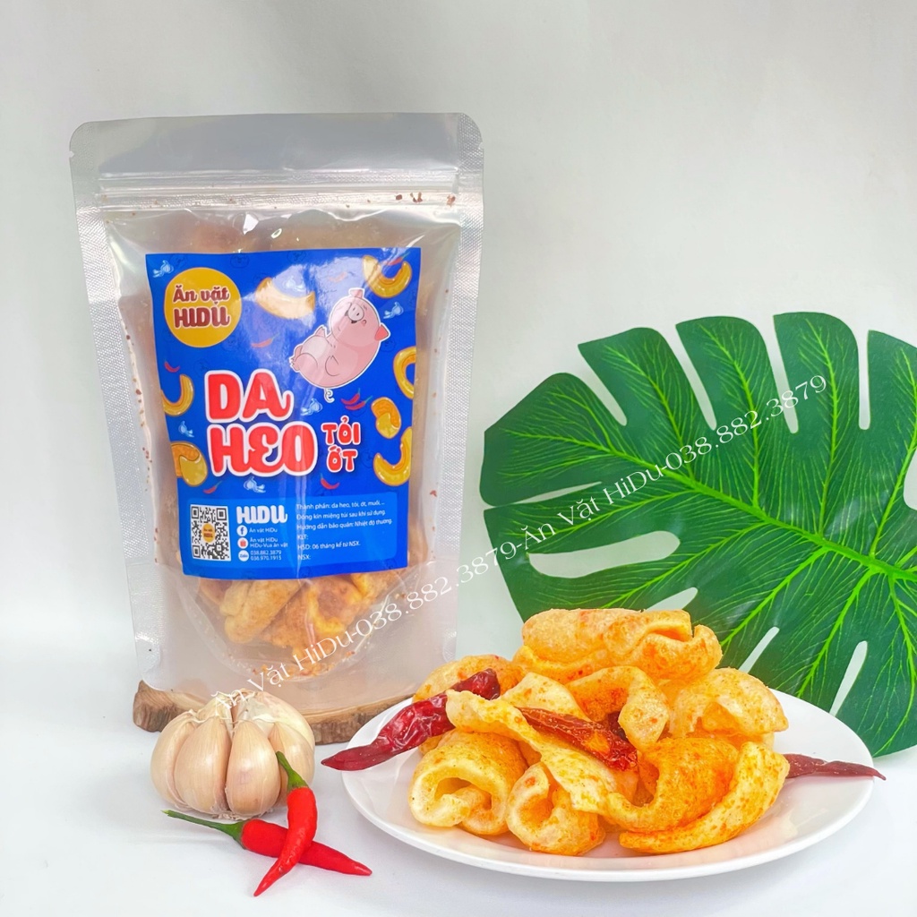 Da heo chiên giòn cháy tỏi HiDu 80gr