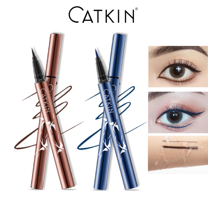 Bút kẻ mắt catkin dạng lỏng màu xanh lam/ nâu chống thấm nước lâu trôi