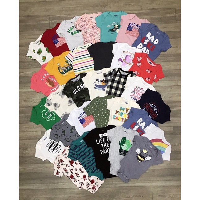 (CHỌN MẪU SIZE 18/24M) BODYSUIT OLDNAVY, BODYCHIP CỘC TAY XUẤT DƯ CHO BÉ TRAI, GÁI, SƠ SINH