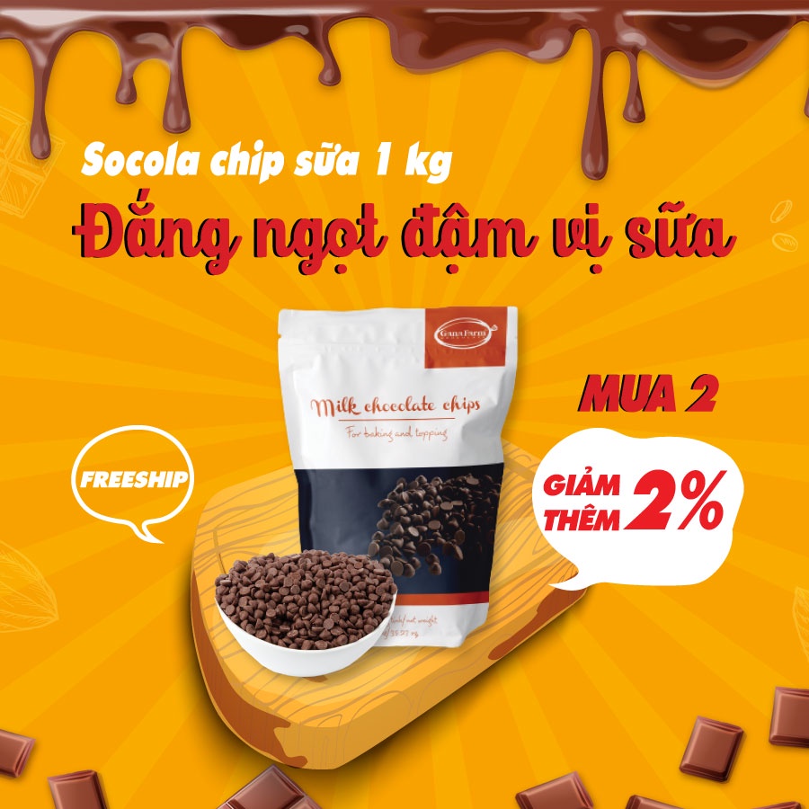 Socola Chip Sữa Cao Cấp GANAFARM Dạng Viên Nhỏ Dùng Để Trang Trí Bánh Kẹo Túi Zip 1kg- CD114