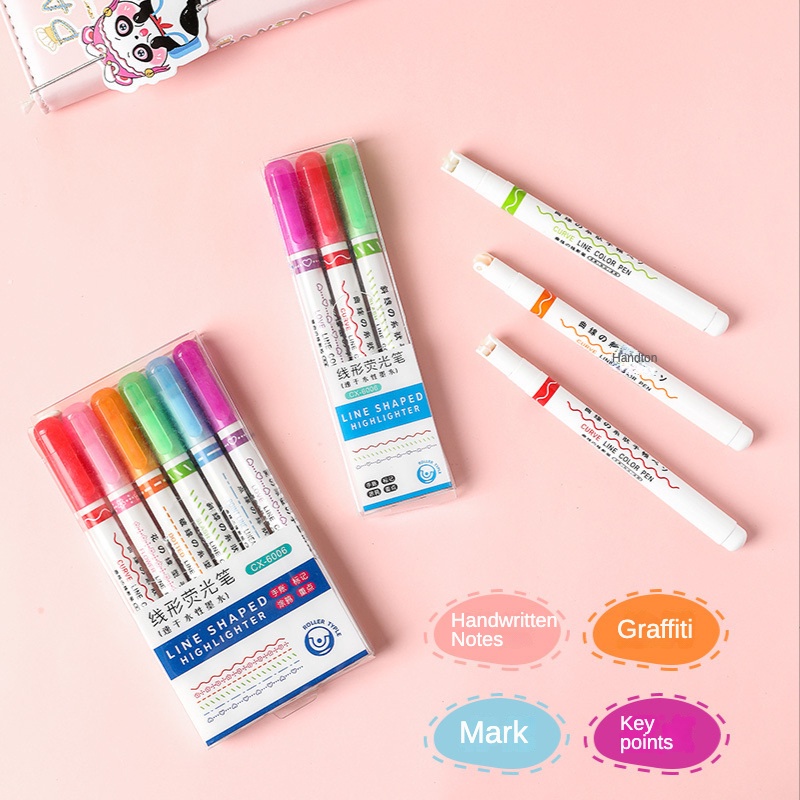 Set 3 Bút Đánh Dấu Dạng Cong Nhanh Khô Nhiều Màu Sắc