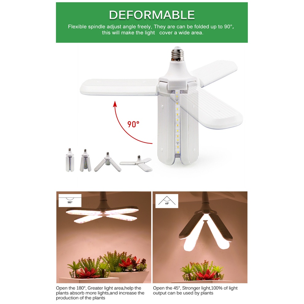Đèn Led Tăng Trưởng Cho Cây Trồng 24W 36W 48W E27 Bóng Đèn  Quang Hợp Kích Thích Tăng Trưởng Cây Trong Nhà