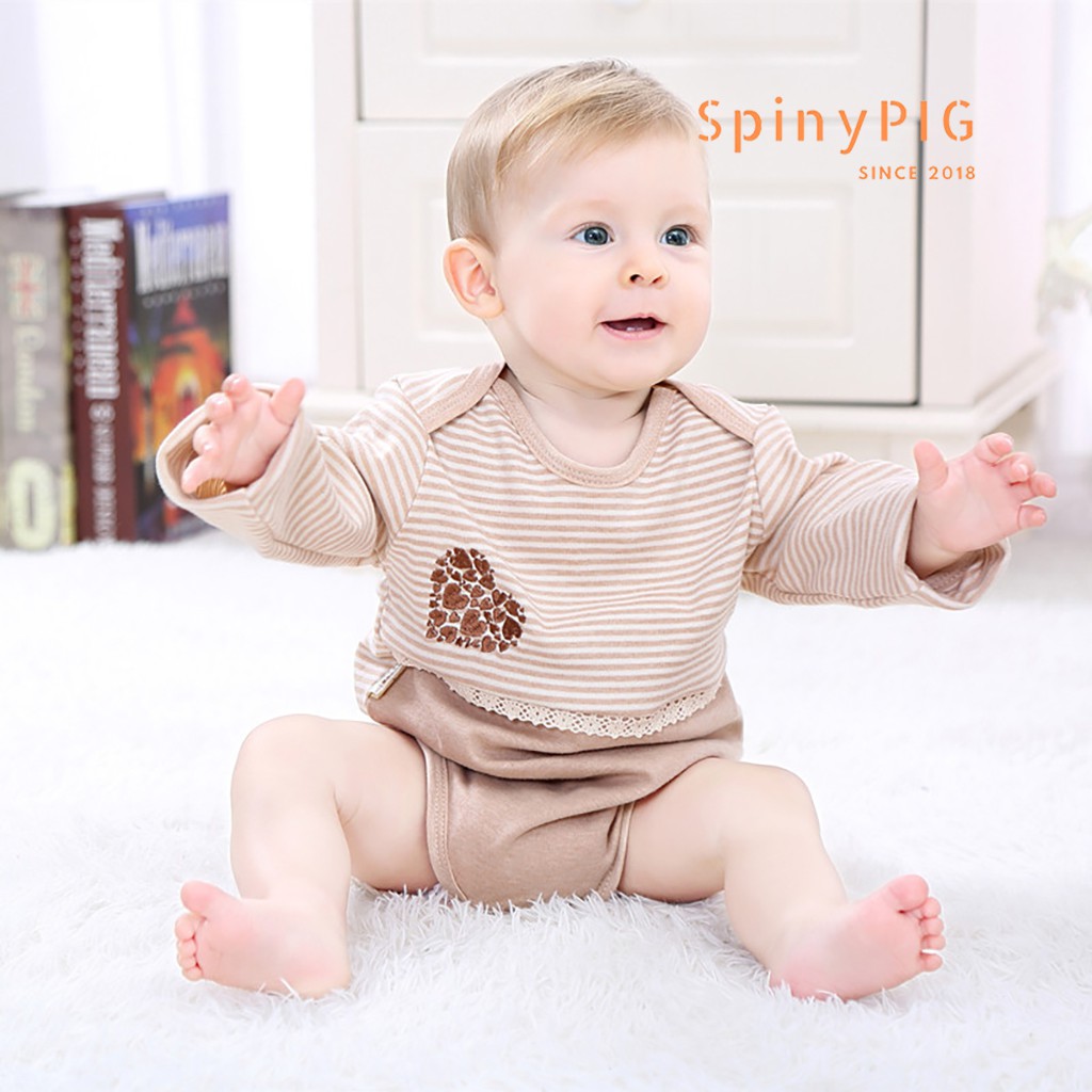 Quần áo sơ sinh 0-12 tháng 100% cotton hữu cơ tự nhiên không chất tẩy nhuộm bộ body cho bé dài tay mùa thu đông