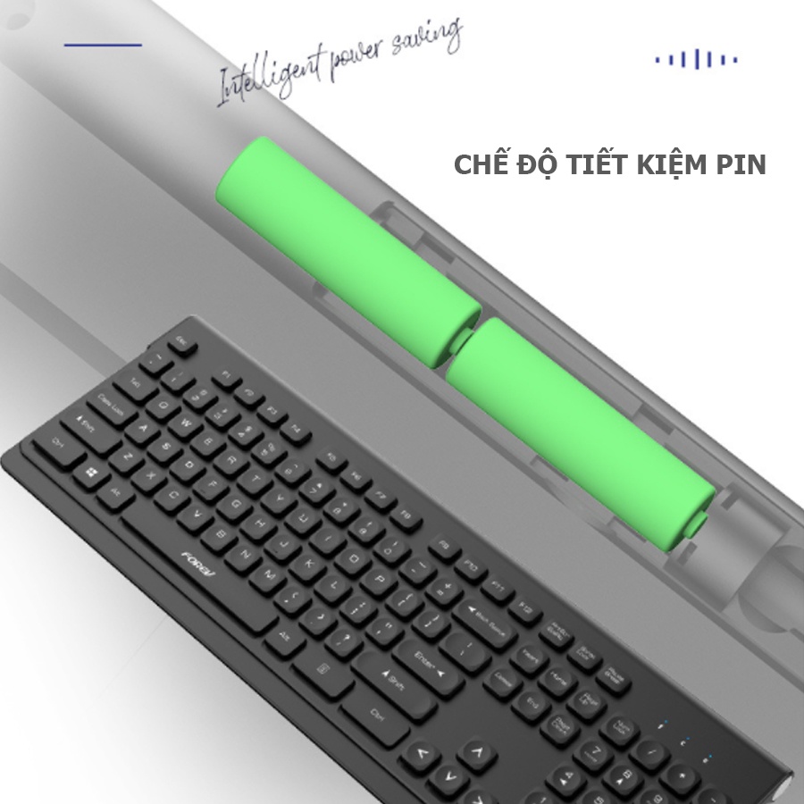 Bộ bàn phím và chuột không dây chính hãng FOREV FV W306, 104 phím, bấm êm, tiết kiệm pin, khoảng cách kết nối 8m