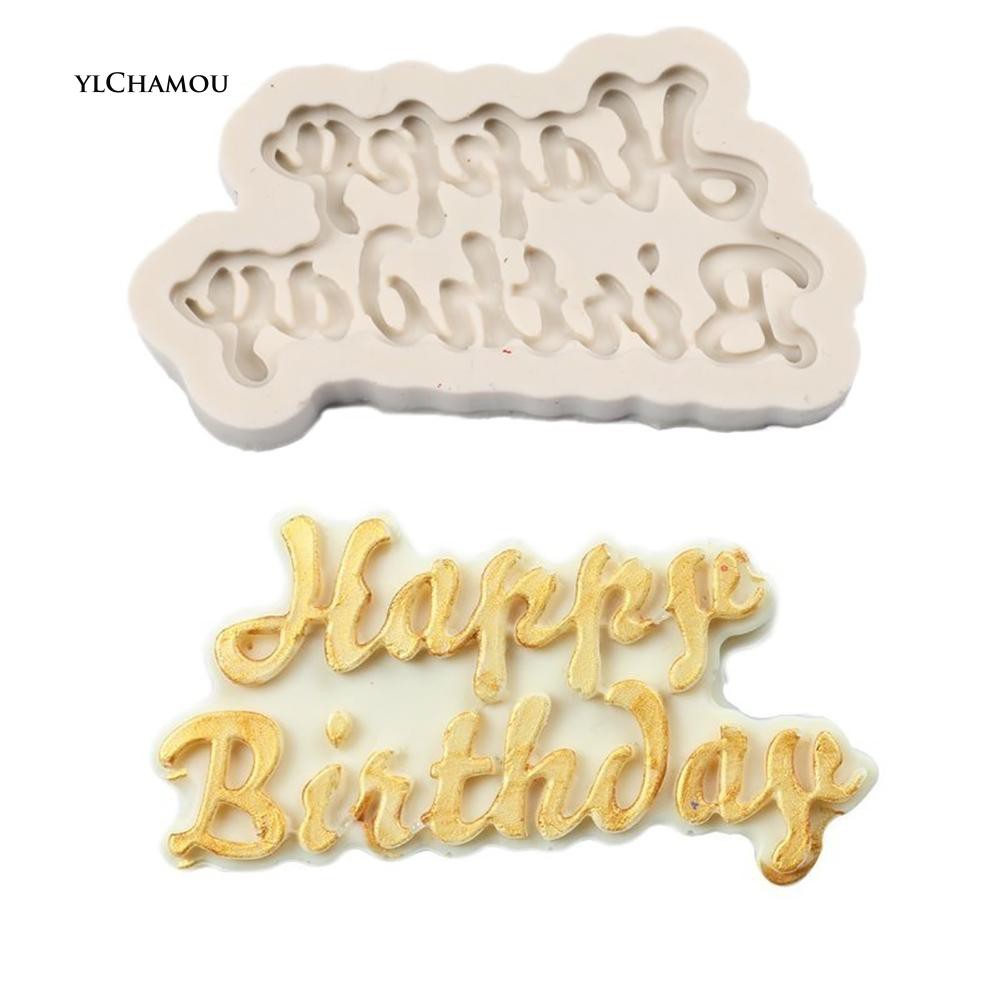 Khuôn silicone làm bánh - socola hình dòng chữ " happy birthday " 3D tiện lợi