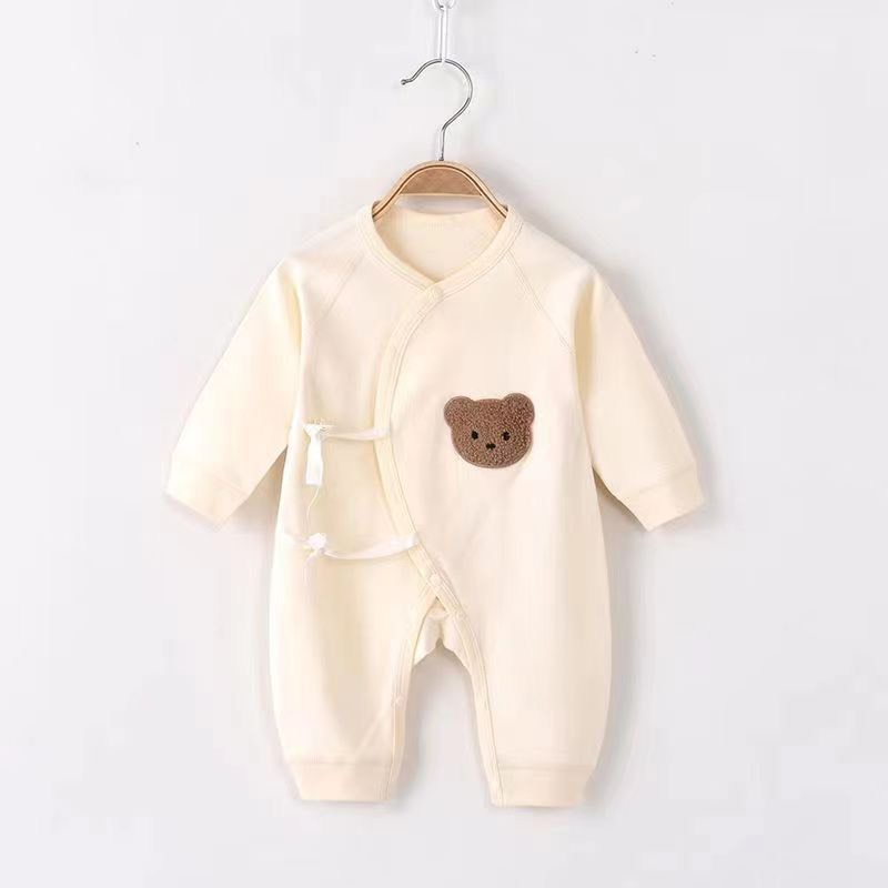 Body vạt chéo buộc dây dài tay chân chất cotton organic cho bé trai bé gái hàng QCCC