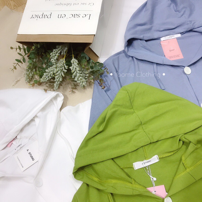 áo tay dài khuy dây rút có mũ[ảnh thật tại shop]