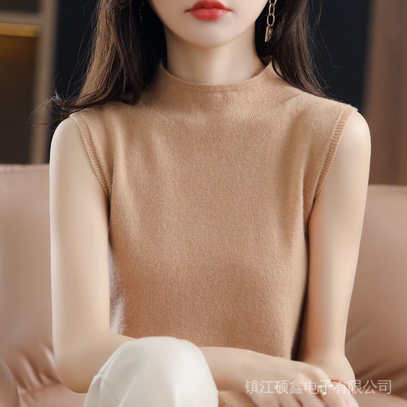 Áo Dệt Kim Sát Nách Cổ Cao Dáng Ôm Phong Cách Phương Tây Thời Trang Mới Cho Nữ