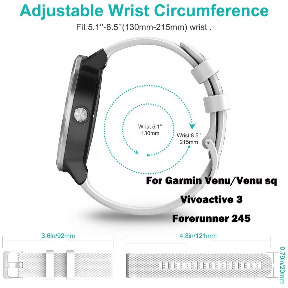 Dây Đeo Thay Thế Bằng Silicone Có Nút Chống Bụi Cho Garmin Venu 2 plus Vivoactive 4 Garmin Vivoactive 4S 4 Forerunner 245