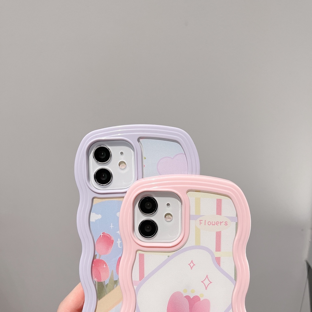 Ốp Điện Thoại Silicone Tpu Mềm Chống Sốc In Hình Hoa Tulip 2 Trong 1 Cho iPhone 14 13 12 11 Pro Max XS XR 8 7 Plus