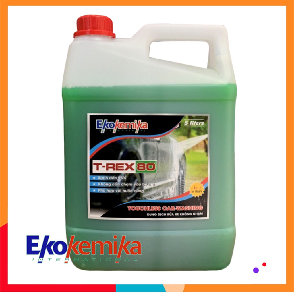 Dung Dịch Rửa Xe Không Chạm, Nước Rửa Xe Ô Tô, Xe Máy Ekokemika T-REX80 - 5L (chính hãng) Tặng 02 Khăn Lau Đa Năng