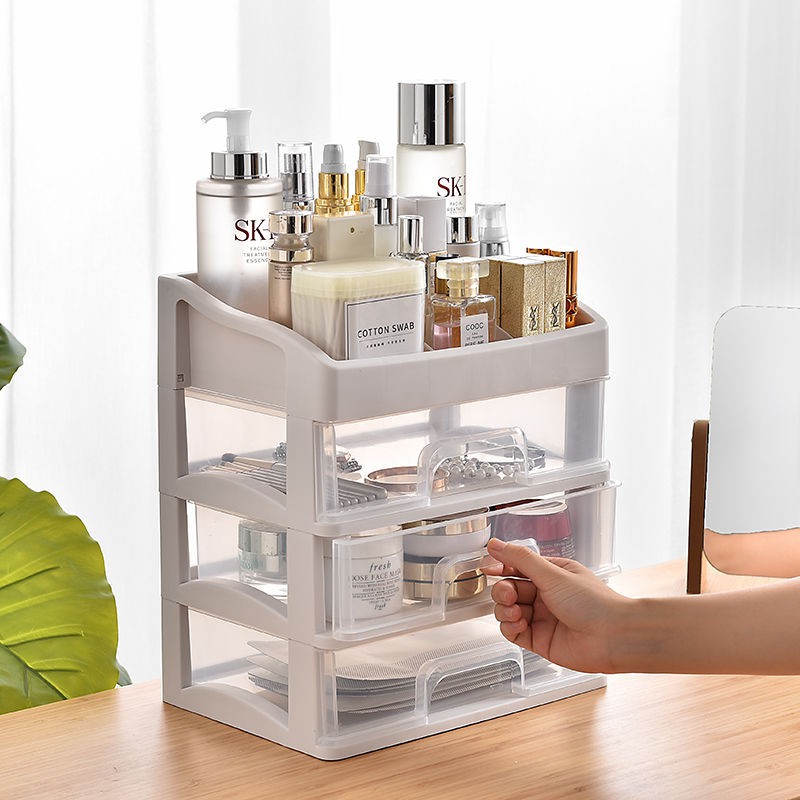 Hộp Nhựa Trong Suốt Cỡ Lớn Có Ngăn Kéo Đựng Mỹ Phẩm / Trang Sức Để Bàn Tiện Dụng