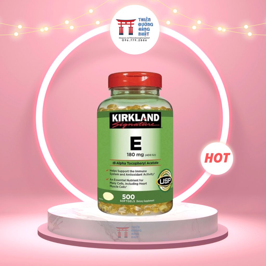 Viên uống bổ sung Vitamin E, Viên uống bổ sung E Mỹ Kirkland 400IU 500 viên hỗ trợ làm đẹp, chống lão hóa, đẹp da