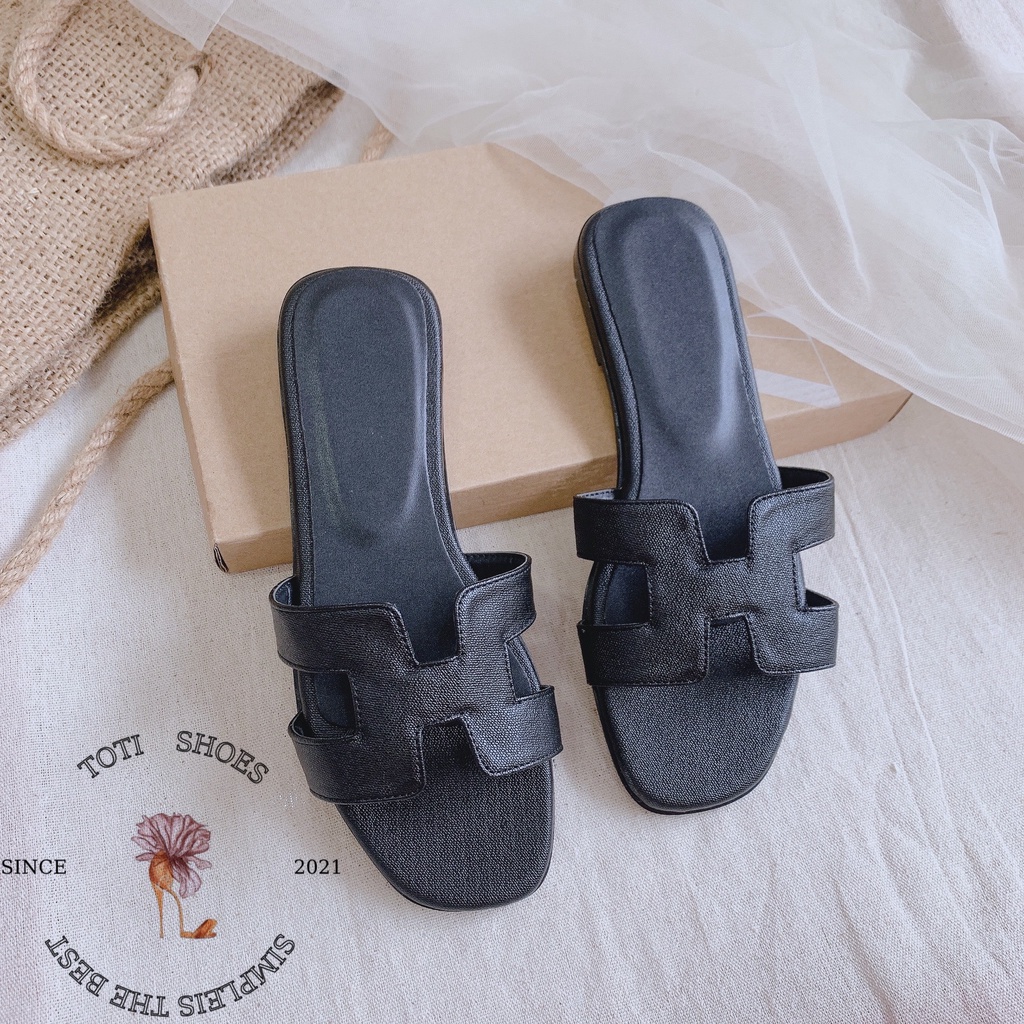 DÉP NỮ TOTIIE STORE - DÉP LÊ MŨI VUÔNG CHỮ H - DÉP THỜI TRANG ĐẾ BỆT - LÊ NỮ QUAI NGANG ĐẾ XỊN - D1906600