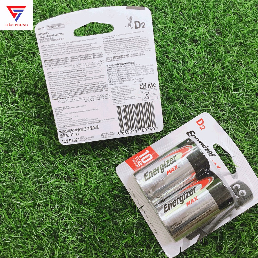 Pin Đại size D Energizer Max Alkaline vỉ 2 viên 1.5V (Nhập Khẩu Chính Hãng)