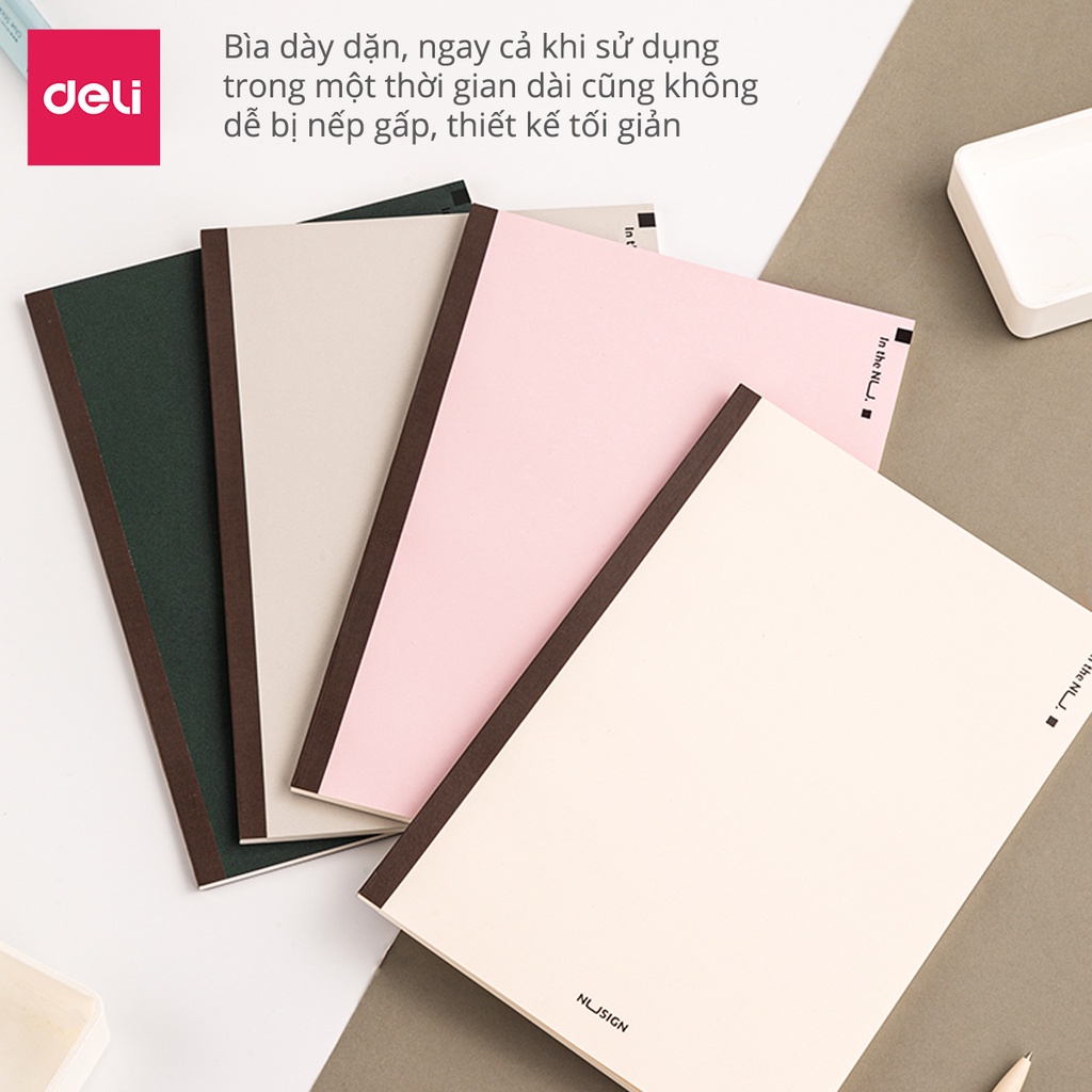 Sổ Vở Ghi Chép Dán Gáy Nusign Pastel A5/B5 Cao Cấp Deli - Kẻ Ngang 80 trang Chống Lóa - Sổ Tay Planner, Tập Vở Học Sinh
