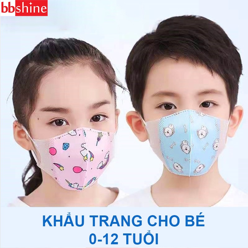 Khẩu trang trẻ em, Set 10 khẩu trang cho bé nhiều họa tiết 0-12 tuổi bảo vệ đường hô hấp cho bé BBShine – M017