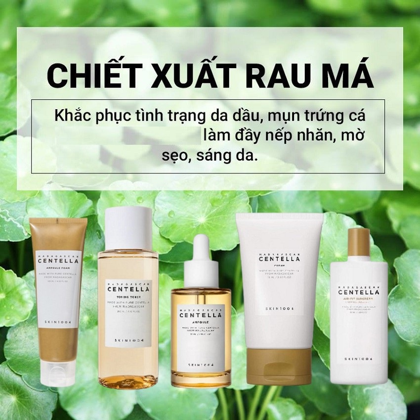 Bộ 5 Sản Phẩm Giảm Mụn, Làm Dịu Da Skin1004 Madagascar Centella (Sữa Rửa Mặt + Toner + Serum + Kem Dưỡng + Chống Nắng)