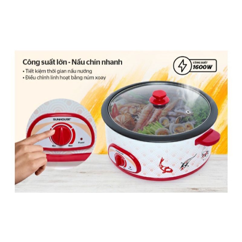 Nồi lẩu điện sunhouse sh525l 4lit