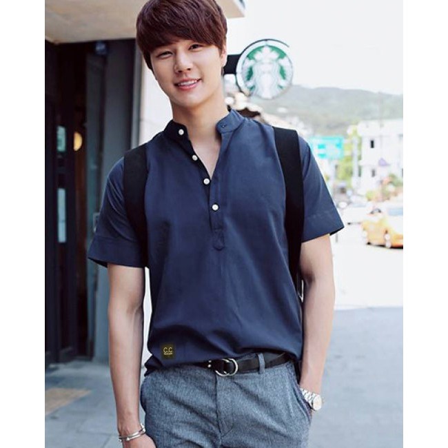 Áo Sơ mi Tay lửng cổ trụ C.C Unisex